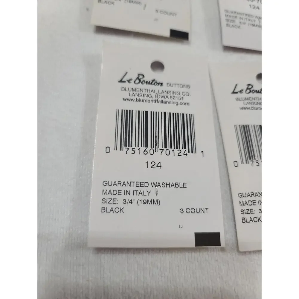 Le Bouton Button Bundle 6 Pks Of 3 Black‎ Round 2 Hole 3/4